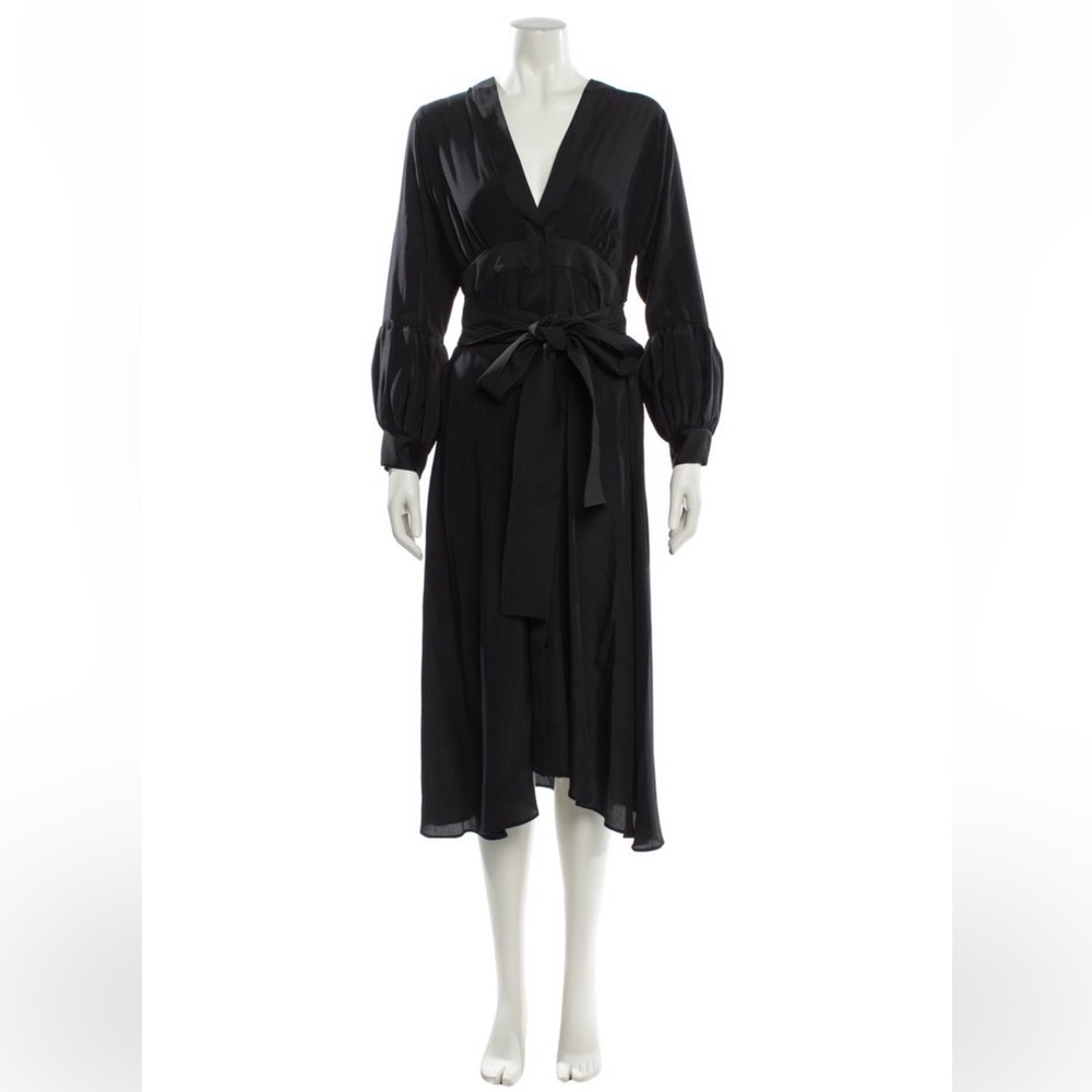Silvia Tcherassi Black Tie-Waist Midi Dress